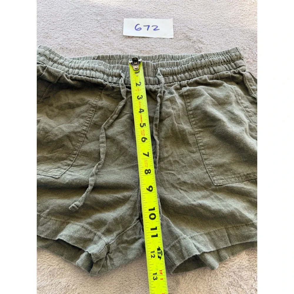 Old Navy Linen Blend Shorts Womens Small Green Drawstring Utility Pockets Z672